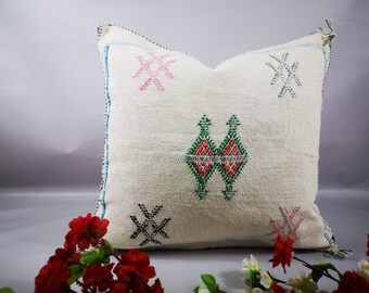 Moroccan Cactus Silk Sabra Vegan Pillow, Vintage Moroccan Cactus Silk Sabra, handmad pillow,home and living,home decor