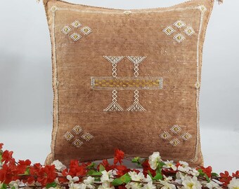 Moroccan Cactus Silk Sabra Vegan Pillow, Vintage Moroccan Cactus Silk Sabra, handmad pillow,home and living,home decor