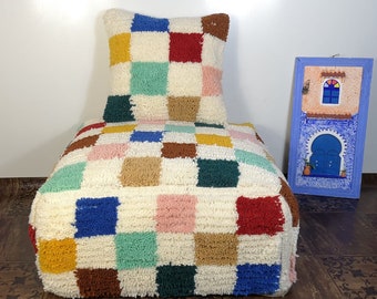 colorfull checkered stuffed floor pillow large floor cushions moroccan, checkered floor pillows, square pouf, large pillows, checker