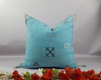 Moroccan Cactus Silk Sabra Vegan Pillow, Vintage Moroccan Cactus Silk Sabra, handmad pillow,home and living,home decor