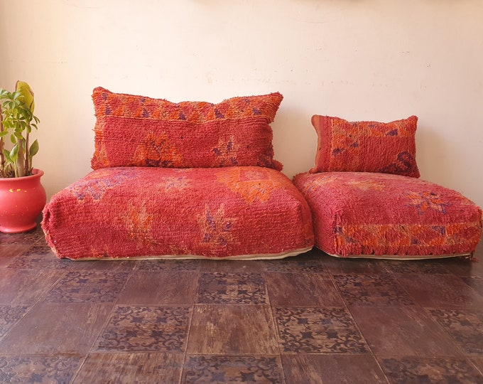 Moroccan Sofa Moroccan Floor Couch Set of 2 Floor Pouf and Pillows