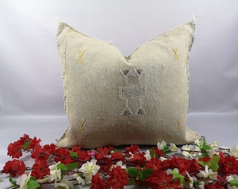 Moroccan Cactus Silk Sabra Vegan Pillow, Vintage Moroccan Cactus Silk Sabra, handmad pillow,home and living,home decor