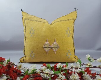 Moroccan Cactus Silk Sabra Vegan Pillow, Vintage Moroccan Cactus Silk Sabra, handmad pillow,home and living,home decor