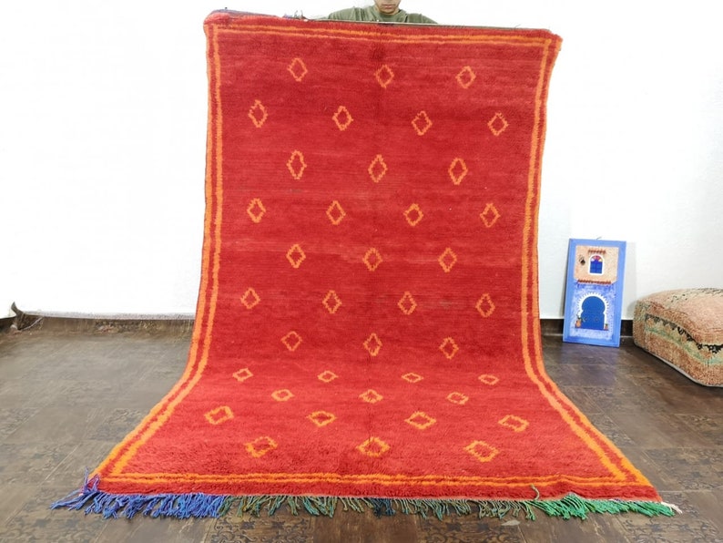 vintage Moroccan Rug, moroccan rug , azilal rug ,vintage boucherouite , berber rug 5 x 8 feet image 2