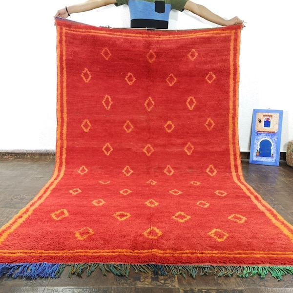 vintage Moroccan Rug, moroccan rug , azilal rug  ,vintage boucherouite  , berber rug 5 x 8 feet