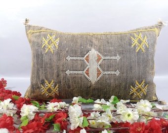 Moroccan Cactus Silk Sabra Vegan Pillow, Vintage Moroccan Cactus Silk Sabra, handmad pillow,home and living,home decor