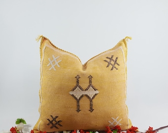 Moroccan Cactus Silk Sabra Vegan Pillow, Vintage Moroccan Cactus Silk Sabra, handmad pillow,home and living,home decor