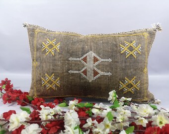 Moroccan Cactus Silk Sabra Vegan Pillow, Vintage Moroccan Cactus Silk Sabra, handmad pillow,home and living,home decor