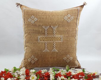 Moroccan Cactus Silk Sabra Vegan Pillow, Vintage Moroccan Cactus Silk Sabra, handmad pillow,home and living,home decor