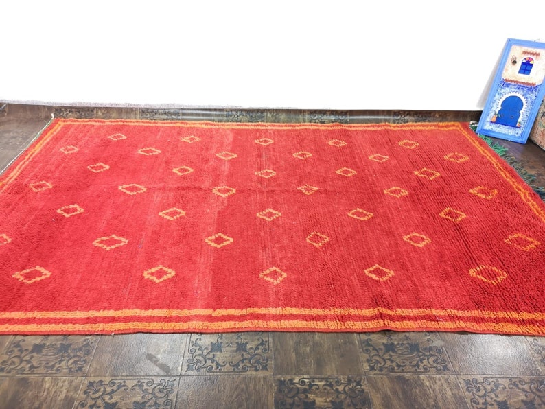 vintage Moroccan Rug, moroccan rug , azilal rug ,vintage boucherouite , berber rug 5 x 8 feet image 3