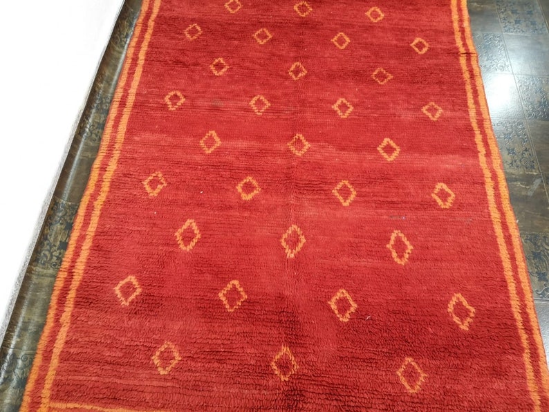 vintage Moroccan Rug, moroccan rug , azilal rug ,vintage boucherouite , berber rug 5 x 8 feet image 4