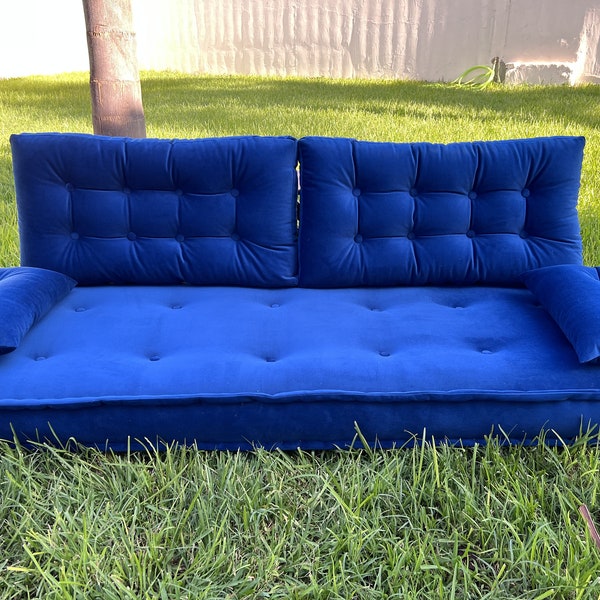 Velvet sofa Velvet floor couch Floor couches  , Blue Velvet couches with insert , stuffed velvet sofa Arabic couch