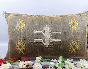Moroccan Cactus Silk Sabra Vegan Pillow, Vintage Moroccan Cactus Silk Sabra, handmad pillow,home and living,home decor