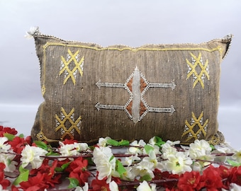 Moroccan Cactus Silk Sabra Vegan Pillow, Vintage Moroccan Cactus Silk Sabra, handmad pillow,home and living,home decor