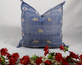 Moroccan Cactus Silk Sabra Vegan Pillow, Vintage Moroccan Cactus Silk Sabra, handmad pillow,home and living,home decor