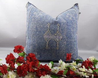 Moroccan Cactus Silk Sabra Vegan Pillow, Vintage Moroccan Cactus Silk Sabra, handmad pillow,home and living,home decor