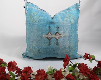 Moroccan Cactus Silk Sabra Vegan Pillow, Vintage Moroccan Cactus Silk Sabra, handmad pillow,home and living,home decor