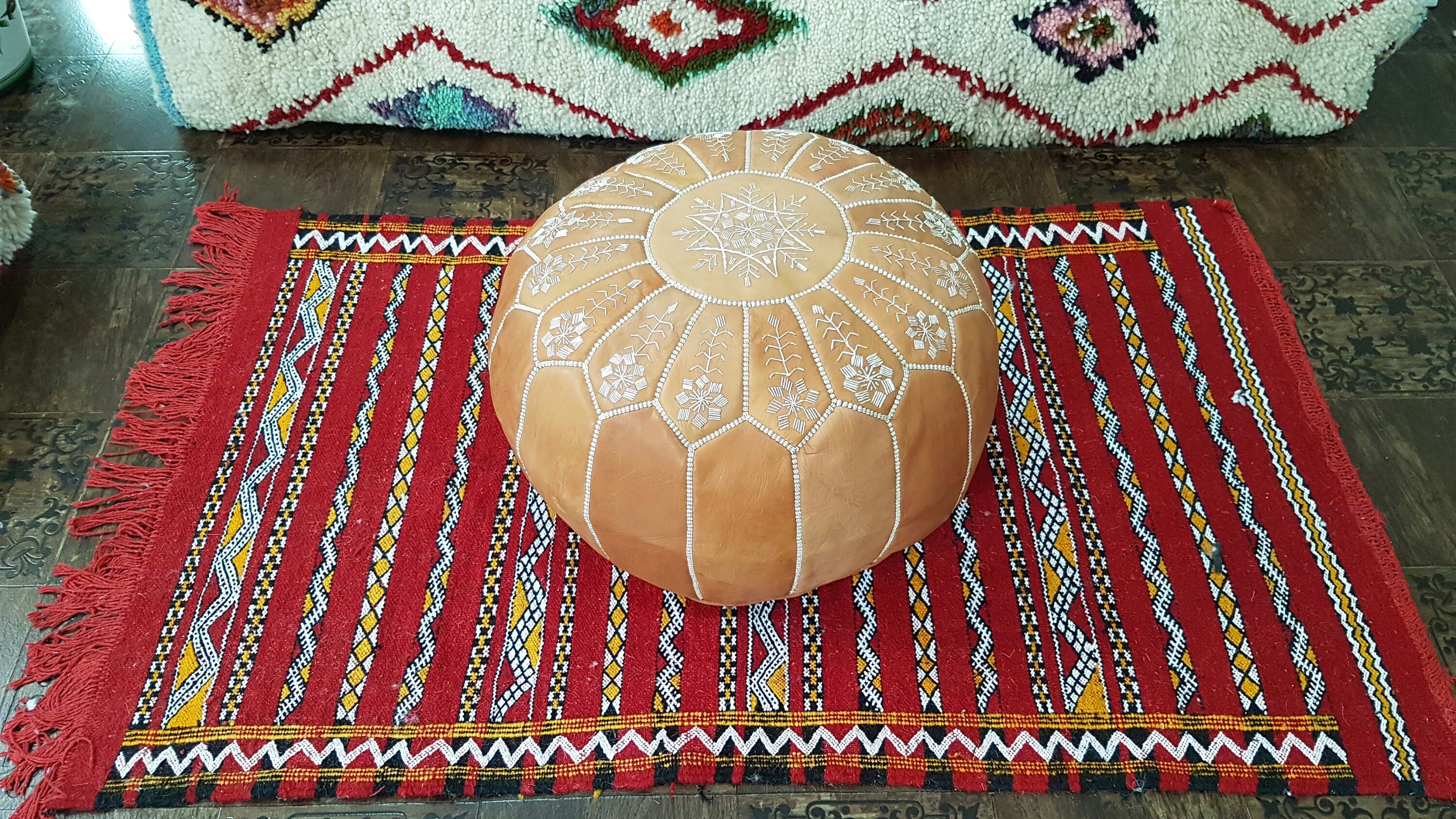 Stuffed Moroccan Leather Pouf Pouf Ottoman Handmade Floor Etsy UK
