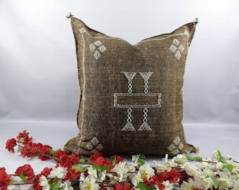 Moroccan Cactus Silk Sabra Vegan Pillow, Vintage Moroccan Cactus Silk Sabra, handmad pillow,home and living,home decor