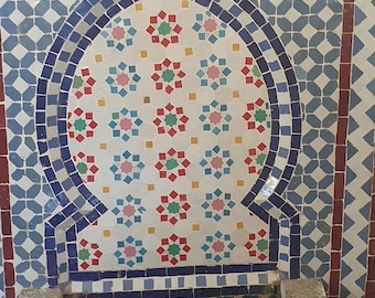 Moroccan fountain handmade Mosaic fountain  ,zelij ceramic tiles , indoor and outdoor fountain 31 x 45 inches