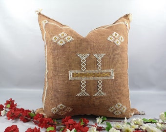 Moroccan Cactus Silk Sabra Vegan Pillow, Vintage Moroccan Cactus Silk Sabra, handmad pillow,home and living,home decor
