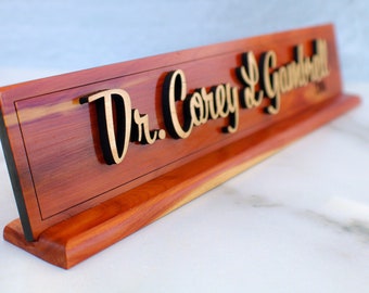 Desk Name Plate Wood Etsy