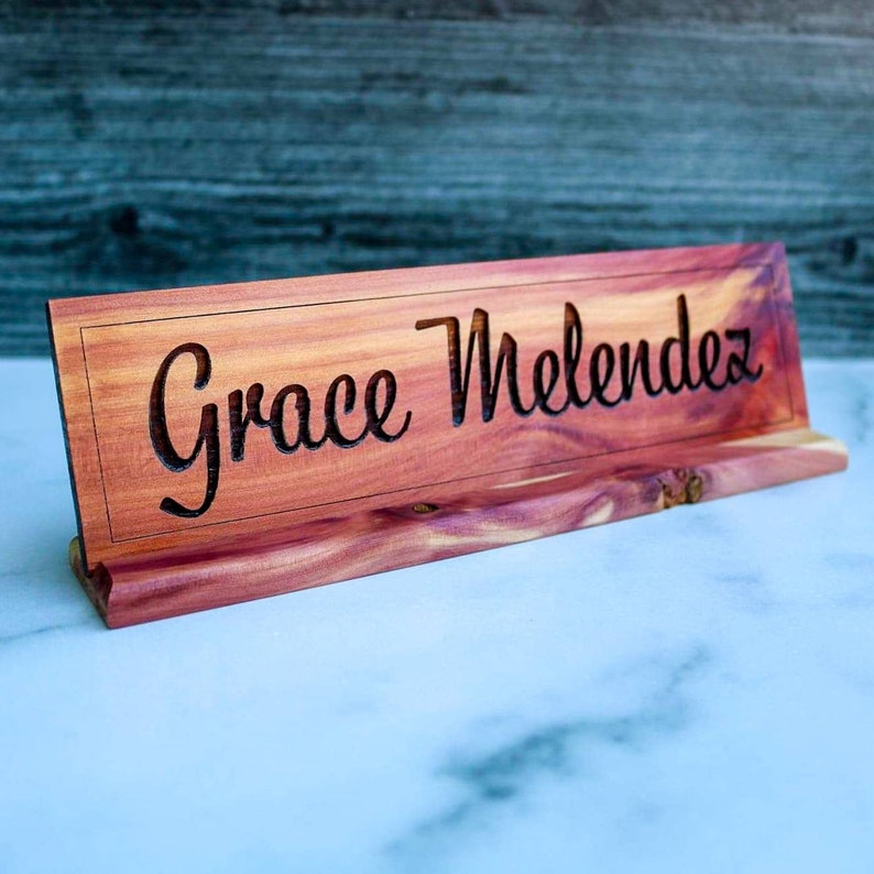 Solid Cedar Engraved Professional Desk Name Plate Office Etsy