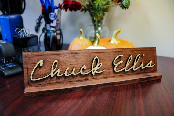 Solid Walnut Professional Desk Name Plate For Teachers Etsy