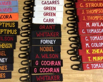Heavy Duty  metal Sling Clip Gear Tag  Embroidered 1 side