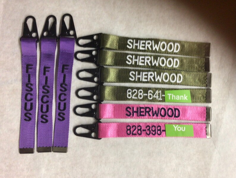 Custom Embroidered Sling Clip Luggage/gear Tags 1 X 8 Inches Heavy Duty ...