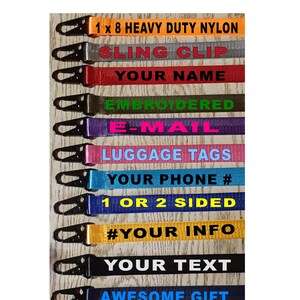 Custom Embroidered Sling Clip Luggage/gear Tags 1 X 8 Inches Heavy Duty ...