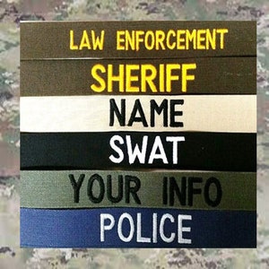 LAW ENFORCEMENT /TACTICAL name tape with hook fastener sewn to back
