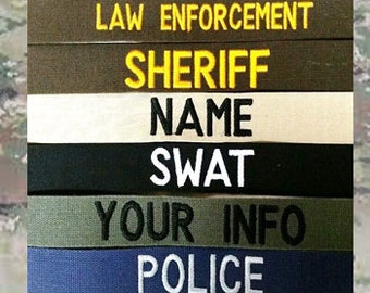 LAW ENFORCEMENT /TACTICAL name tape with hook fastener sewn to back