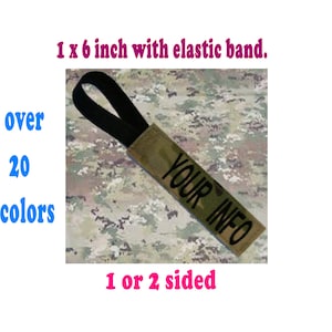 EASY ORDER gear tag with elastic loop custom embroidered