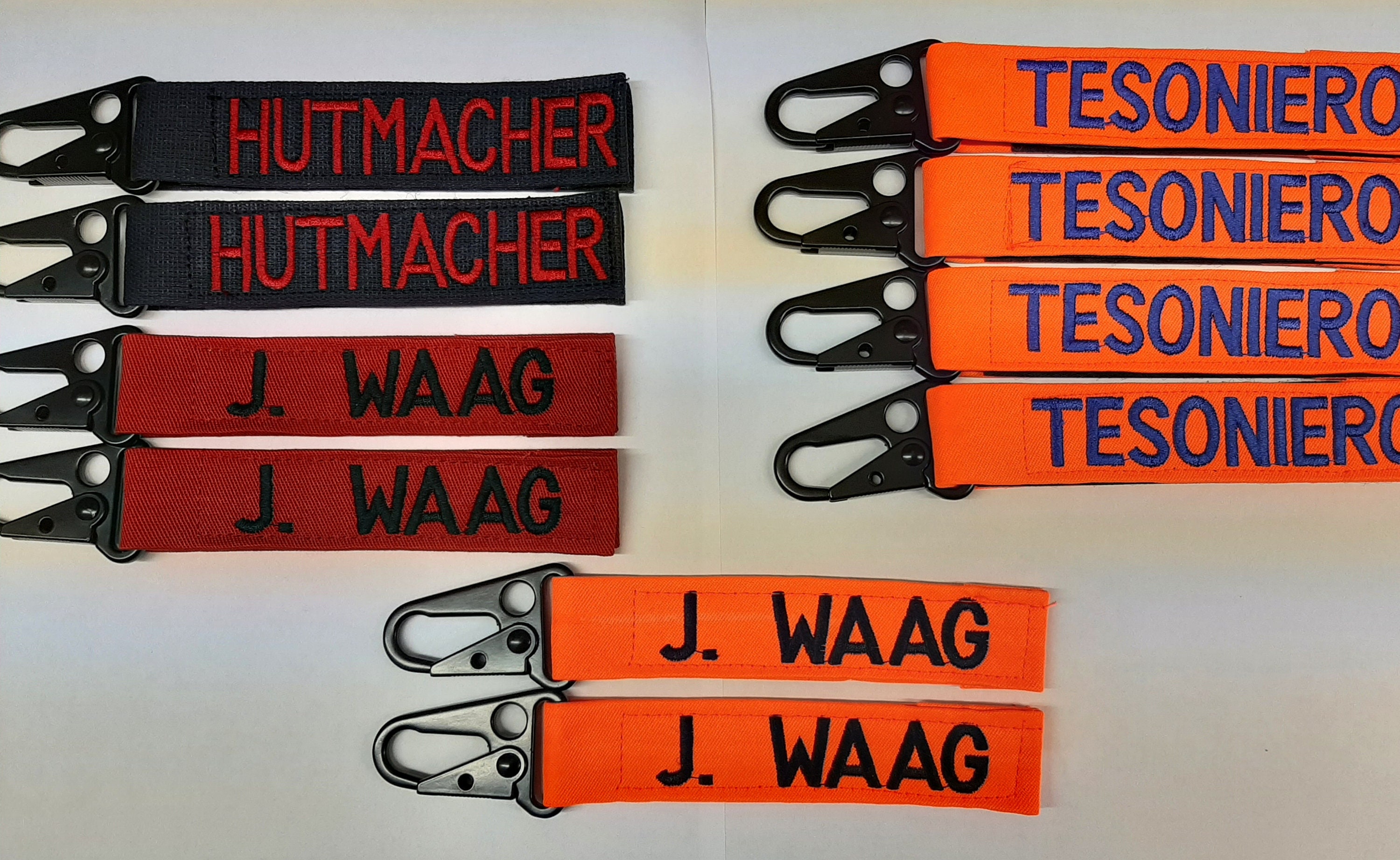 Set of 2 Custom Embroidered Heavy Duty Metal Sling Clip Gear Tags ...