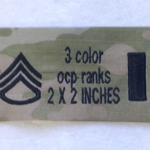 3 color Ocp scorpion US ARMY rank for shirt front with or without hook fastener