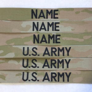 3 color Ocp scorpion name tape sew on or with hook fastener Set of 6 U.S. ARMY