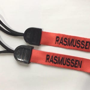 Set of 2 EMBROIDERED MINI gear tag  1 x 6 inches embroidered with your text