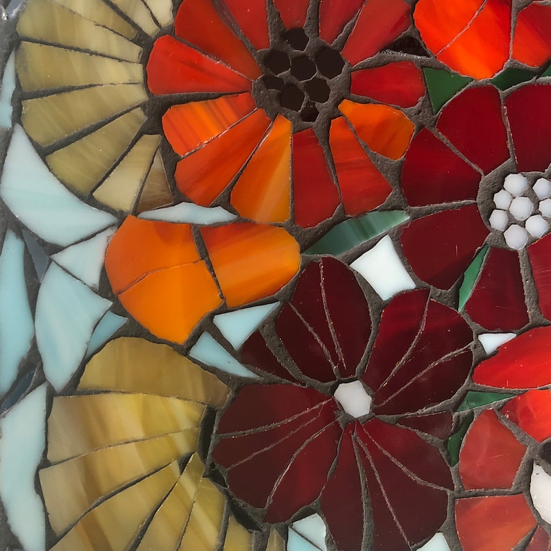 Mosaic Poppy Window Red Stained Glass Mosaic Art Flower Etsy Hong Kong