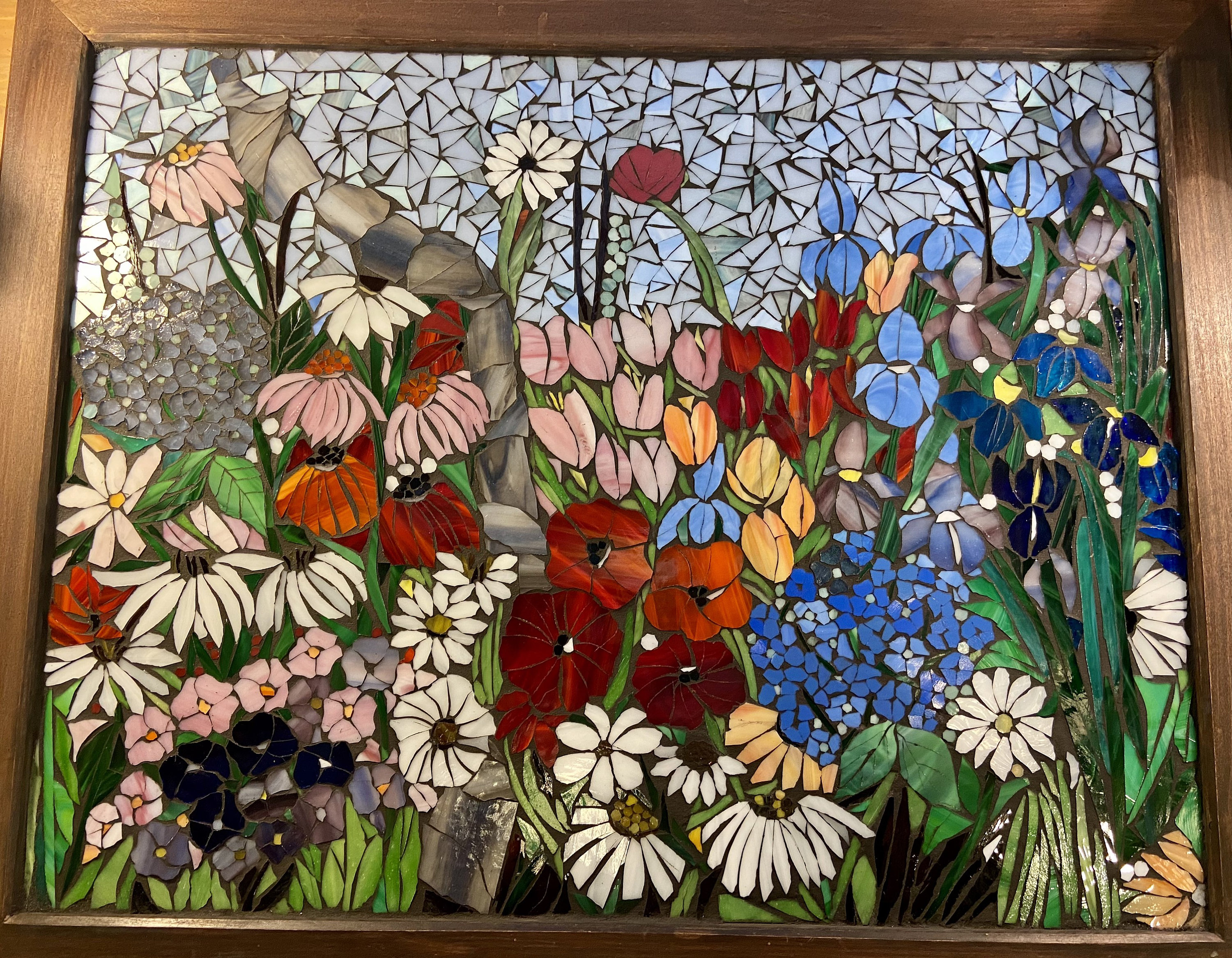 CUSTOM ORDER Mixed Flower Garden mosaic Stained glass Etsy