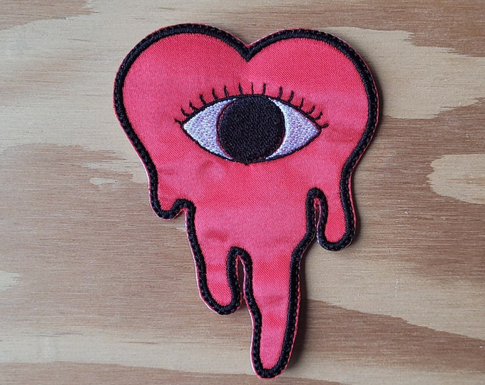 Handmade Embroidered Patch Melting Heart Seeing Eye
