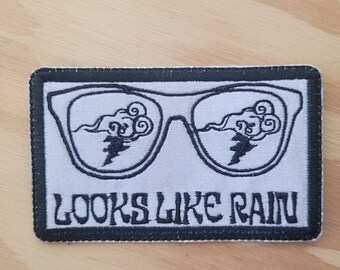 Looks Like Rain handmade embroidered sew on patch