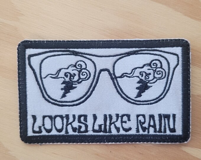 Looks Like Rain handmade embroidered sew on patch