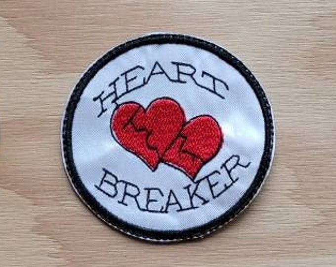 Heart Breaker sew on patch Heartbreaker handmade embroidered 2 inches across