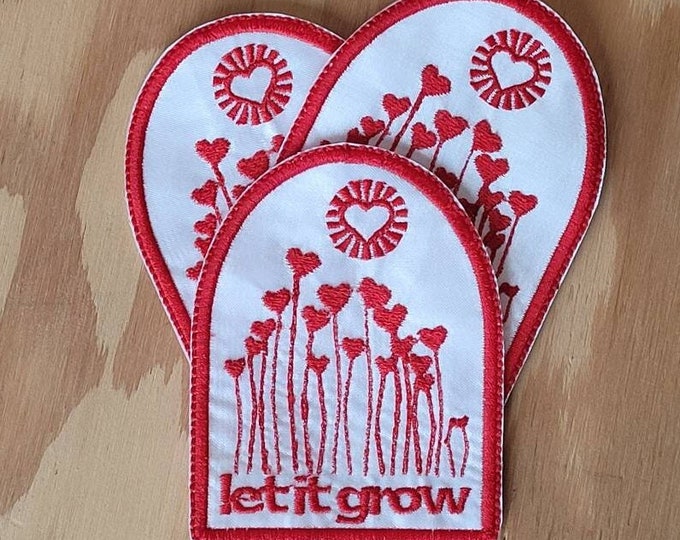 Let It Grow handmade embroidered sew on patch
