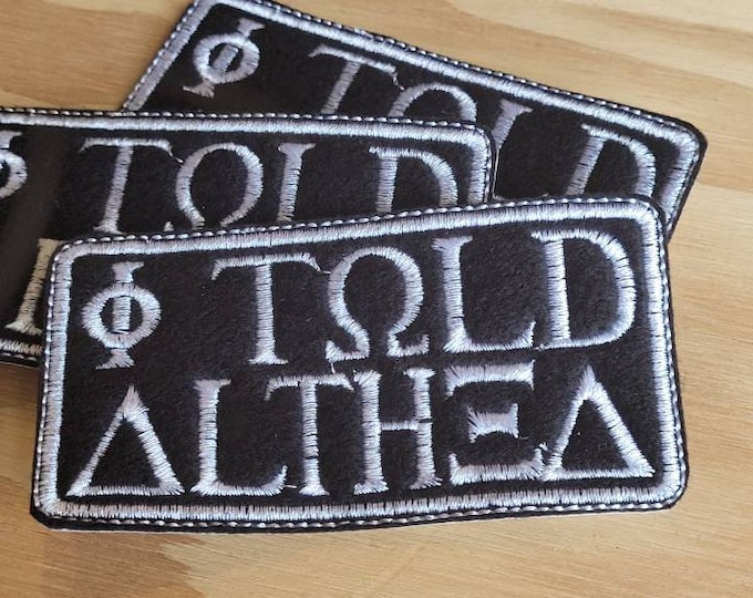 I told Althea Greek Letter inspired handmade sew on patch