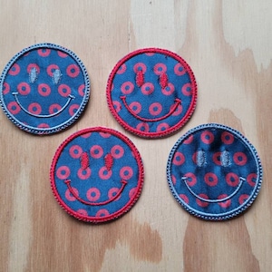 Joy Phish donut Face handmade embroidered sew on patch