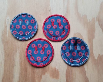 Joy Phish Donut Gesicht handgemacht gestickter Aufnäher