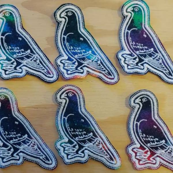 Pigeon handmade embroidered sew on patch