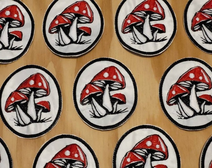Mushroom handmade sew on embroidered patch